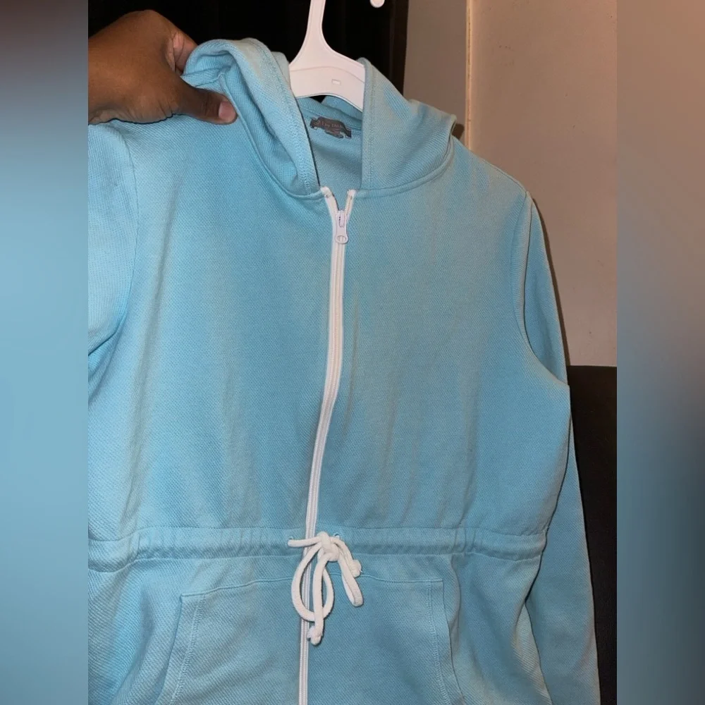T by Talbots PIQUÉ DRAWCORD HOODED JACKET Size Medium - Picture 16 of 16